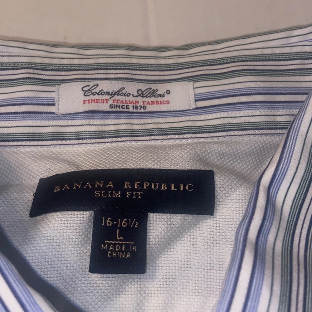 Banana Republic slim fit button down striped shirt size 16-16 1/2 L